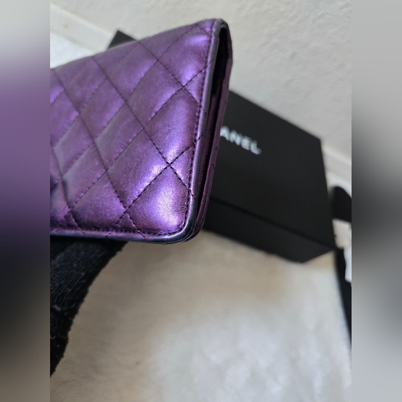 Chanel 2.55 Matelasse Lambskin Wallet In Metallic Purple - Picture 12 of 17